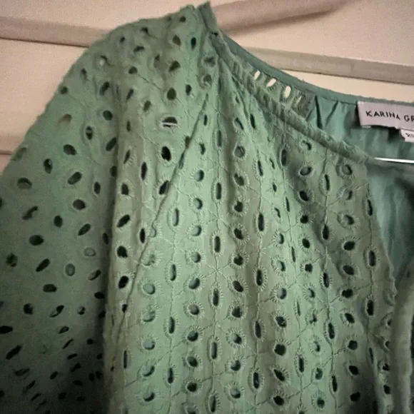 Karina Grimaldi Irina Eyelet Mini Dress in Sage size XS from Revolve - Picture 6 of 14
